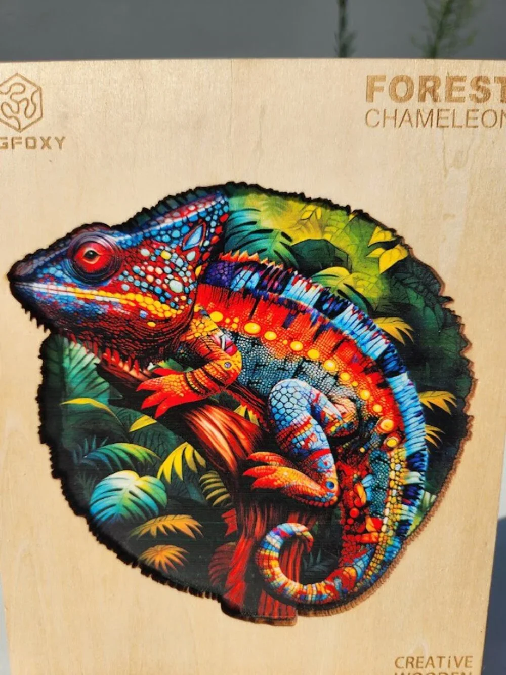 Wooden Puzzle Wood Jigsaw Puzzle Forest Chameleon laser cut wood pieces The puzz